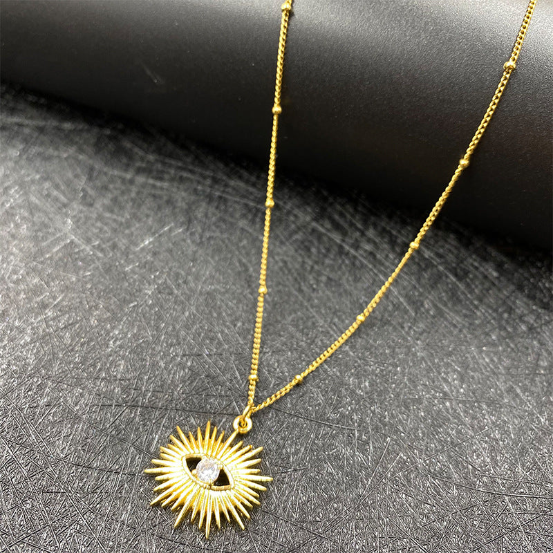 Boho Evil Eye Sunburst Pendant Necklace