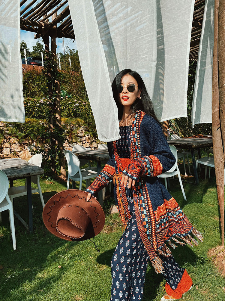 BohoTribal Fringed Cardigan