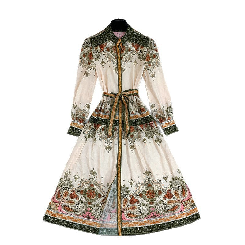 Bohemian Printed Long Sleeve Maxi Dress