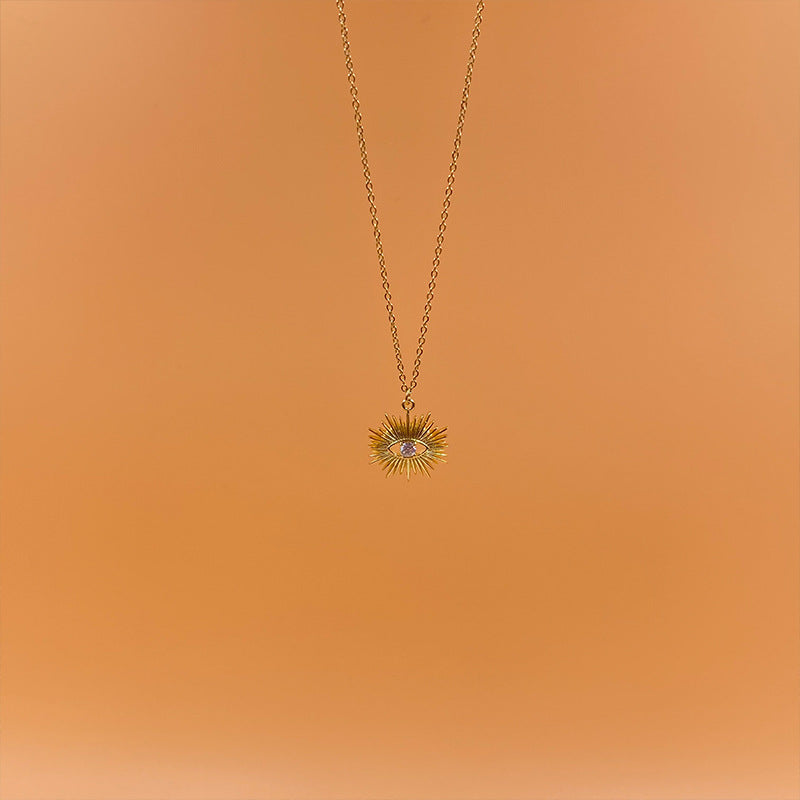Boho Evil Eye Sunburst Pendant Necklace