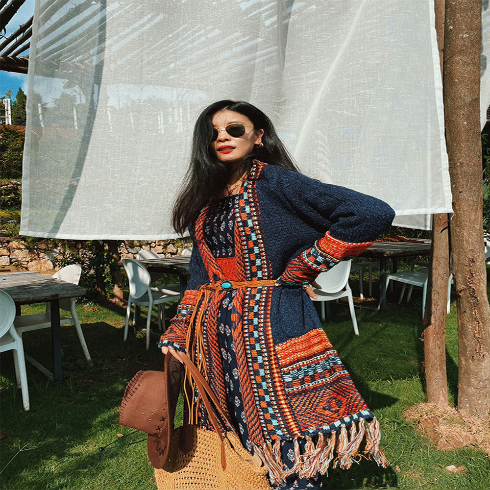 BohoTribal Fringed Cardigan