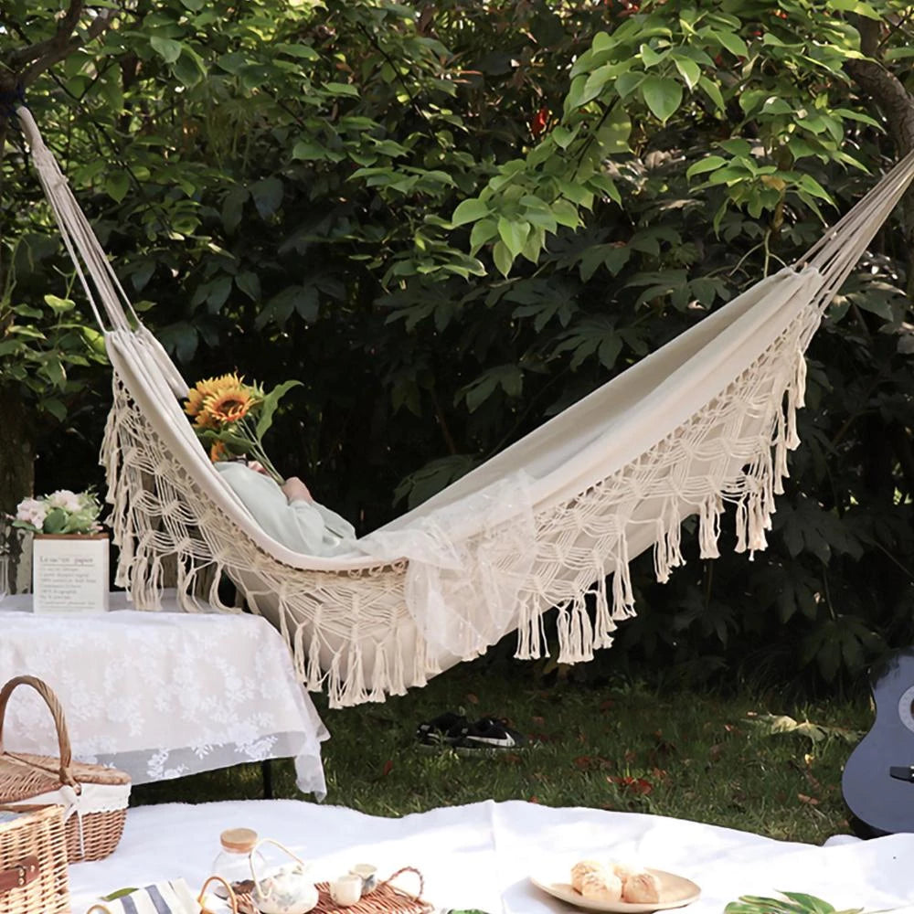 Boho Fringe Macrame Hammock