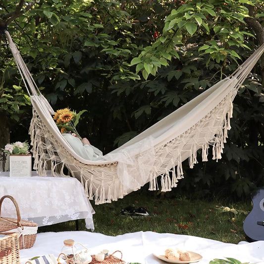 Boho Fringe Macrame Hammock