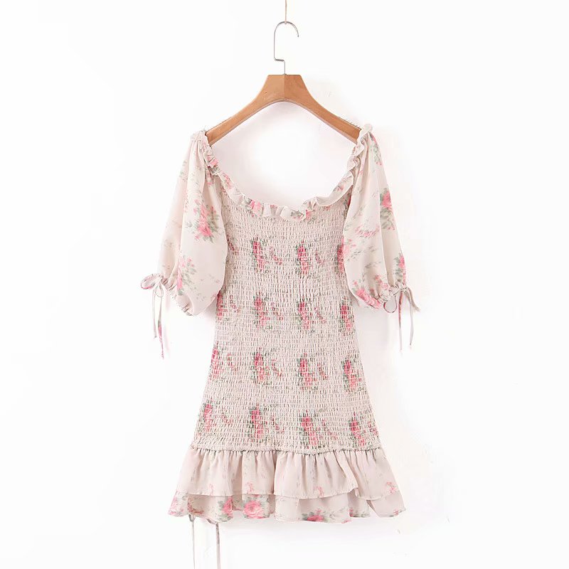 Boho Floral Puff Sleeve Mini Dress