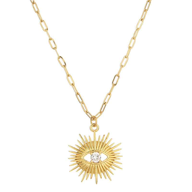 Boho Evil Eye Sunburst Pendant Necklace