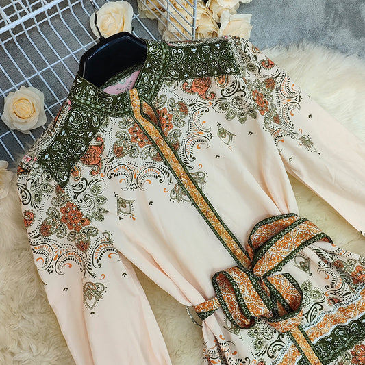 Bohemian Printed Long Sleeve Maxi Dress