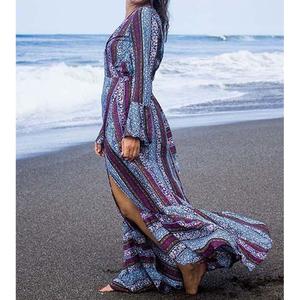 Boho Paisley Split Sleeve Maxi Dress