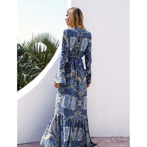 Boho Paisley Split Sleeve Maxi Dress