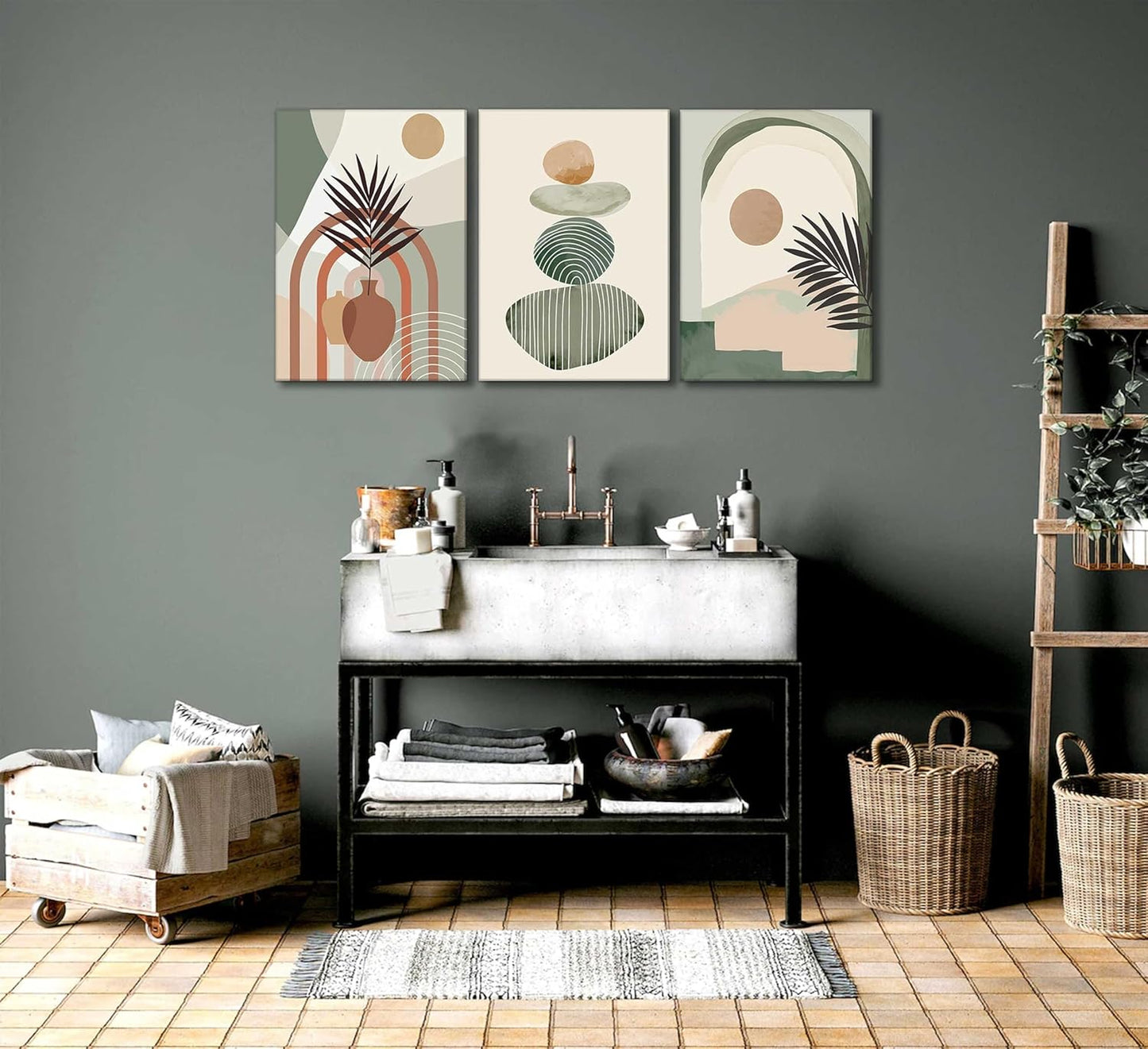 Boho Abstract Canvas Wall Art Set