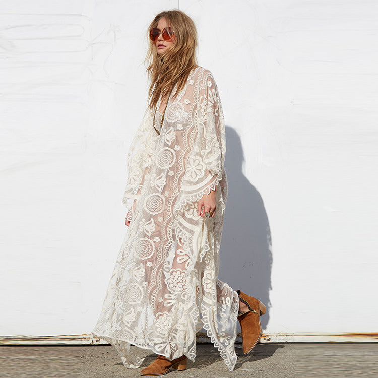 Boho Lace Beach Cover-Up Dress