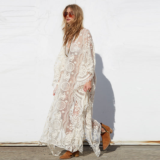 Boho Lace Beach Cover-Up Dress