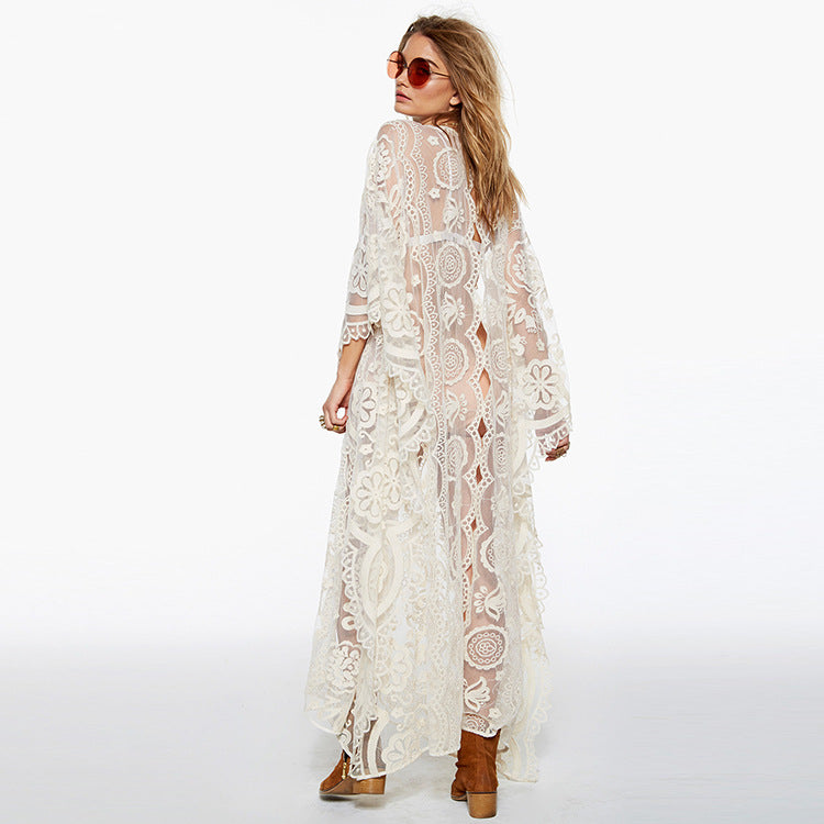 Boho Lace Beach Cover-Up Dress