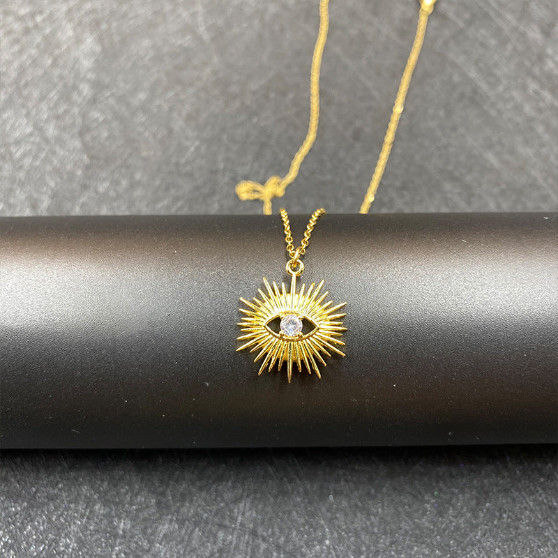 Boho Evil Eye Sunburst Pendant Necklace