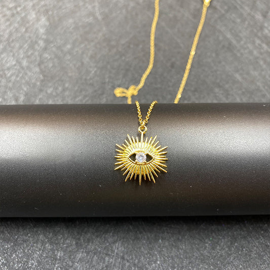 Boho Evil Eye Sunburst Pendant Necklace