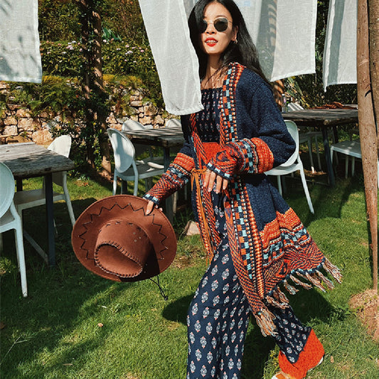 BohoTribal Fringed Cardigan