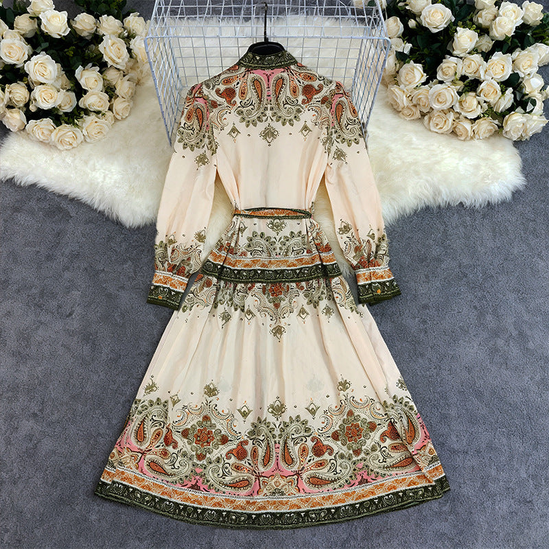 Bohemian Printed Long Sleeve Maxi Dress