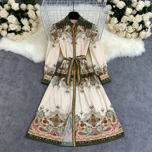 Bohemian Printed Long Sleeve Maxi Dress