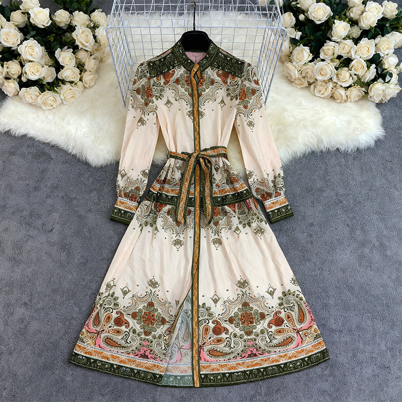 Bohemian Printed Long Sleeve Maxi Dress