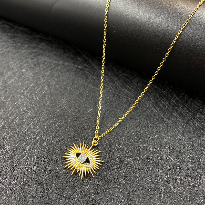 Boho Evil Eye Sunburst Pendant Necklace