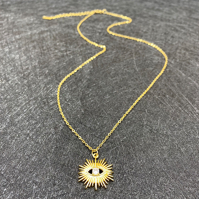 Boho Evil Eye Sunburst Pendant Necklace